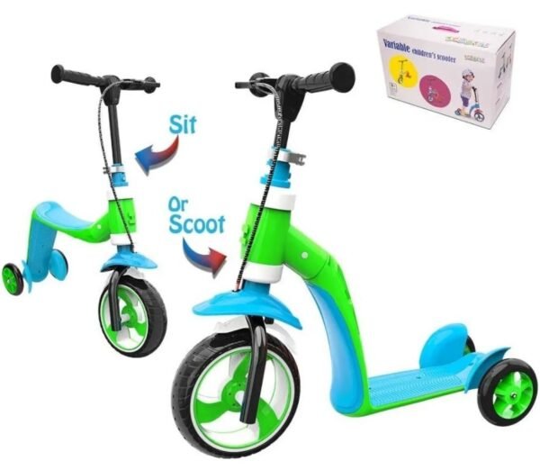 atineta Scooter 2 En 1 Para Niños Asiento Plegable verde