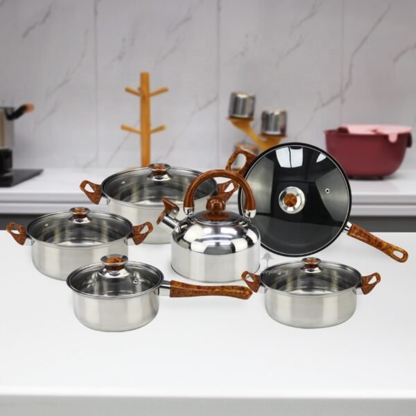 Set de cocina de 12 piezas en acero inoxidable
